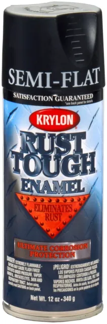 Krylon K09203007 'Rust Tough' Semi-Flat Black Rust Preventive Enamel - 12 oz.