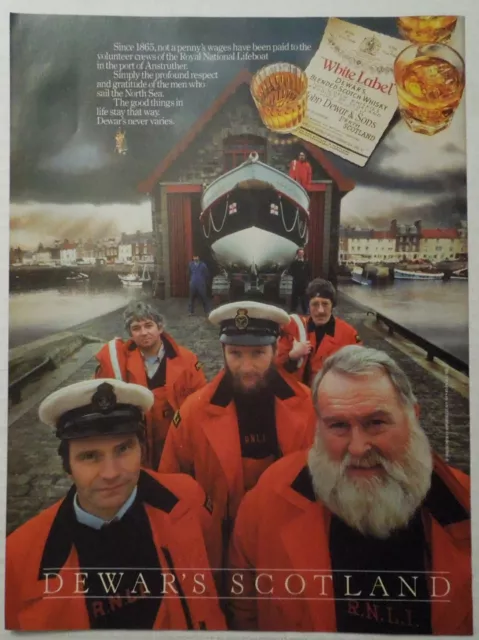 1990 DEWARS Whisky Scotland Royal National Lifeboat Crew Magazine Ad