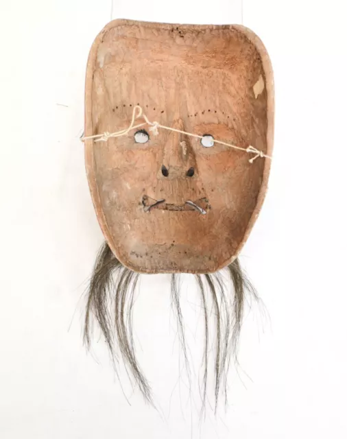 Japanese Noh Mask, Polychrome pigments and gesso over carved wood, animal hair 2