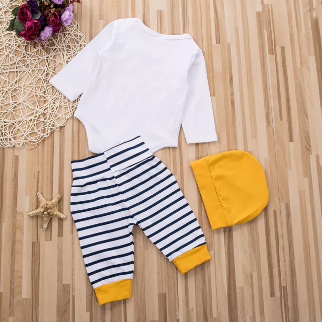 Cappello body a righe neonato bambine vestiti a maniche lunghe con pagliaccio a righe 2