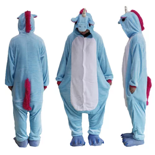 Expédié de Paris - Kigurumi Cosplay Pyjama Combinaison Licorne Bleu Adulte