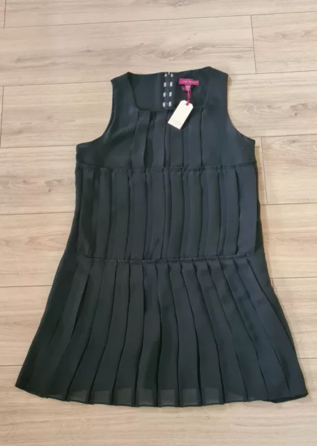 TED BAKER ASYMMETRIC Jacket Dress Black Sleeveless Knee Length
