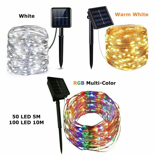 Copper Wire Solar String LED Lights Waterproof Outdoor Garden Xmas Party Decor