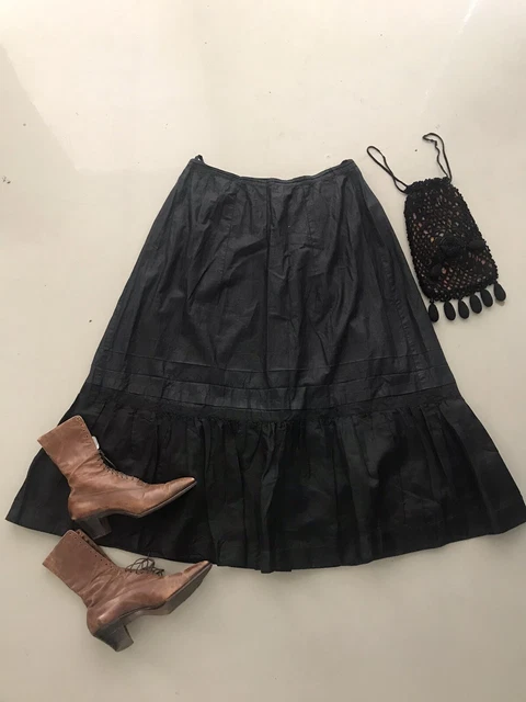 Antique Victorian Edwardian Black Petticoat Boots And Reticule
