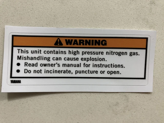 YAMAHA YZ125 1992 Reproduction Shock Bottle WARNING Label / Decal ...