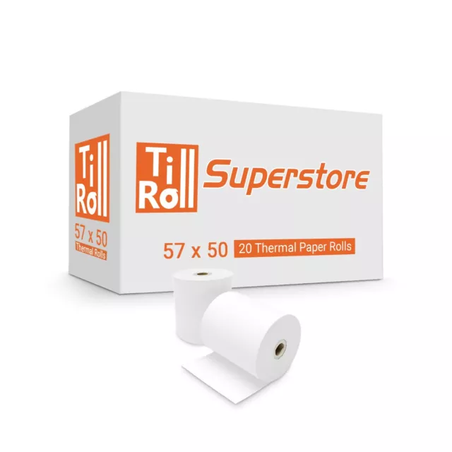 20 Rolls 57x50 Thermal Receipt Paper Till Rolls For PDQ Terminal Spire REDUCED