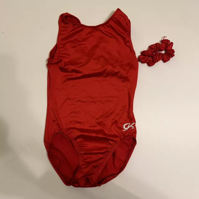 GK Elite Solid Red Leotard with Matching Scrunchie Gymnastics Adult Small AS