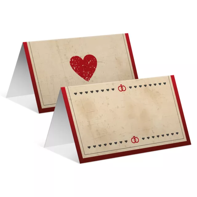 Blanko Platzkarten Namenskarten Tischkarten Geburtstag Hochzeit Vintage Herz Rot