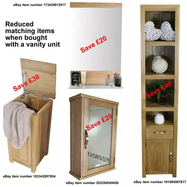 Solid Oak Bathroom Cabinet | Small Bathroom Vanity Units | Mirror Bathroom Sink 3