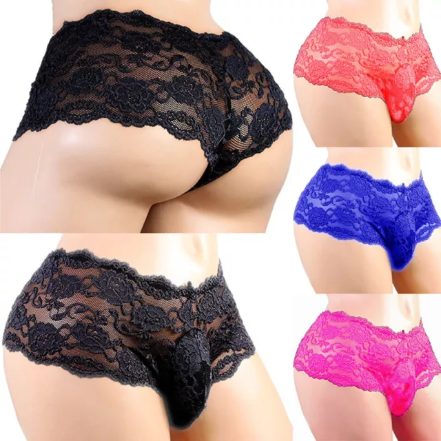 Herren Sissy Spitze Dessous Durchsichtig Unterwäsche G-string Tanga Reizwäsche