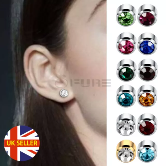 Hypoallergenic 4MM Austrian Crystal Birthstones Cartilage Sleeper Stud Earrings