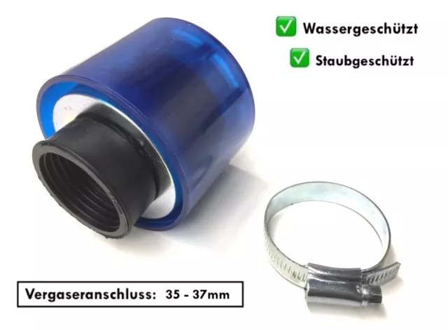 Tuning Sport Luftfilter Blau Rund 35mm für Zündapp Hercules Kreidler Puch