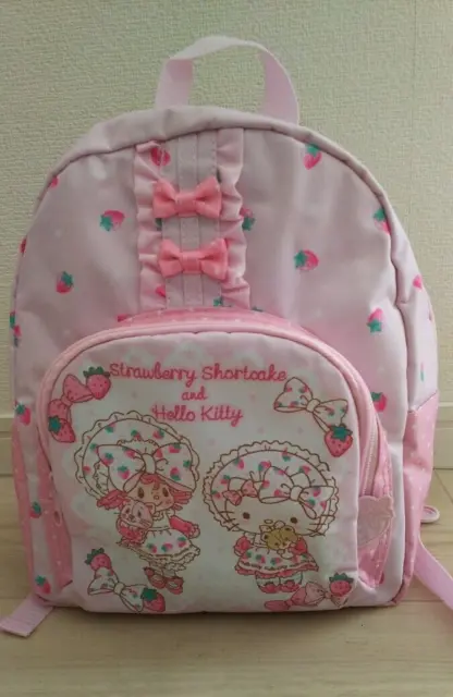 Hello Kitty Strawberry Shortcake Backpack Sanrio School Bag Pink Ribbon JAPAN