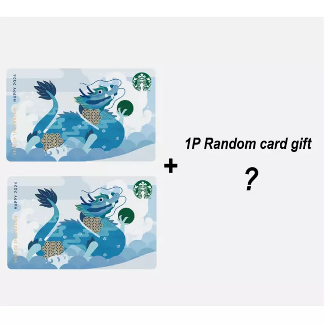 Starbucks Korea 2024 New Year Dragon Card 2P + Random card 1P gift (No charged)