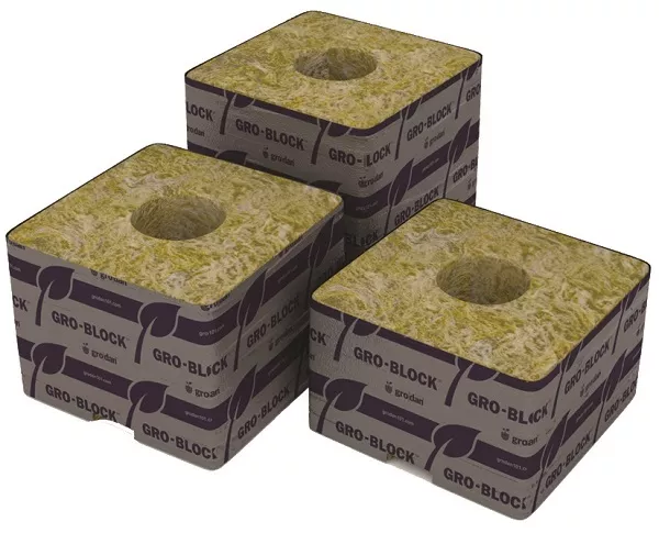 8pc GroDan Delta 4 Block / Cube 3"x3"x2.5" W/ Hole Rockwool Stonewool BAY HYDRO