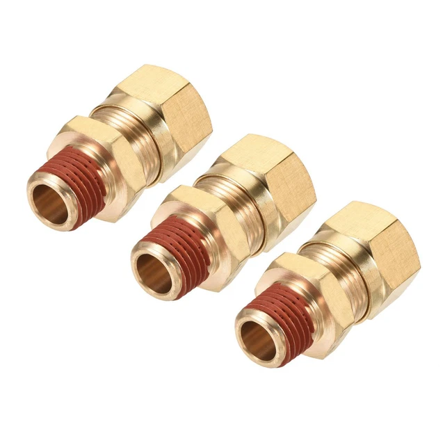 Compression Tuyau Raccord 1/4NPT x 1/2" Tuyau OD Droit Adaptateur Paquet de 3