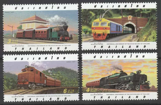 Thailand 1997 Trains Locomotives / Railroads 4 MNH stamps