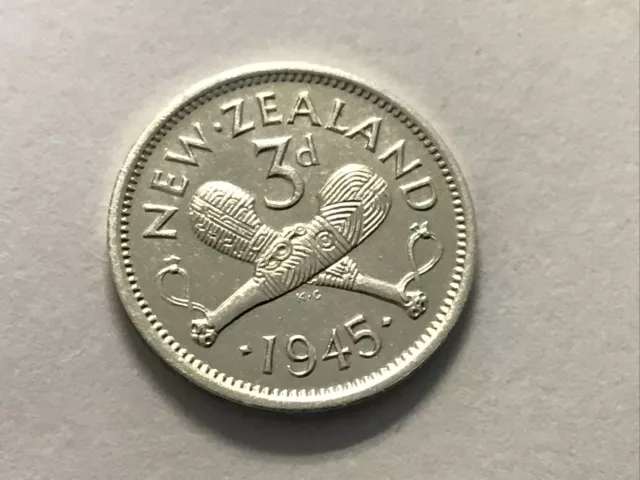1945 New Zealand 3 Pence Silver Rarer