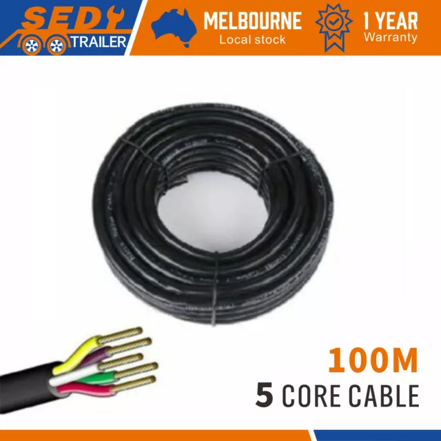 100M Roll 5 Core Wire Cable Trailer Cable automotive Boat Caravan Truck V90 PVC