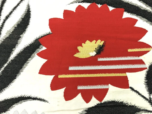 6279120: Japanese Kimono / Antique Nagoya Obi / Woven Floral Plants