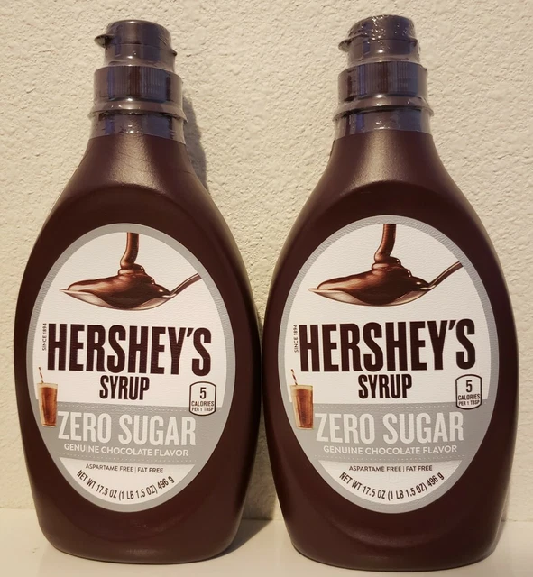 2 HERSHEY'S ZERO Sugar Genuine Chocolate Syrup 17.5 oz Bottles Fat Free