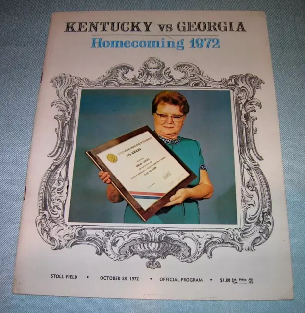 1972 KENTUCKY WILDCATS vs GEORGIA BULLDOGS NCAA FOOTBALL PROGRAM - VG