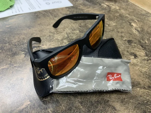 Ray Ban Sunglasses Justin RB4165  622/6 50 -16. Narrow Face Black/Red Mirror