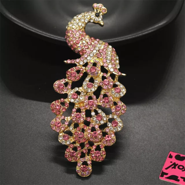 New Fashion Women Cute Pink Gorgeous Peacock Animal Crystal Charm Brooch Pin New Fashion Women Cute Pink Gorgeous Peacock Animal Crystal Charm Brooch Pin