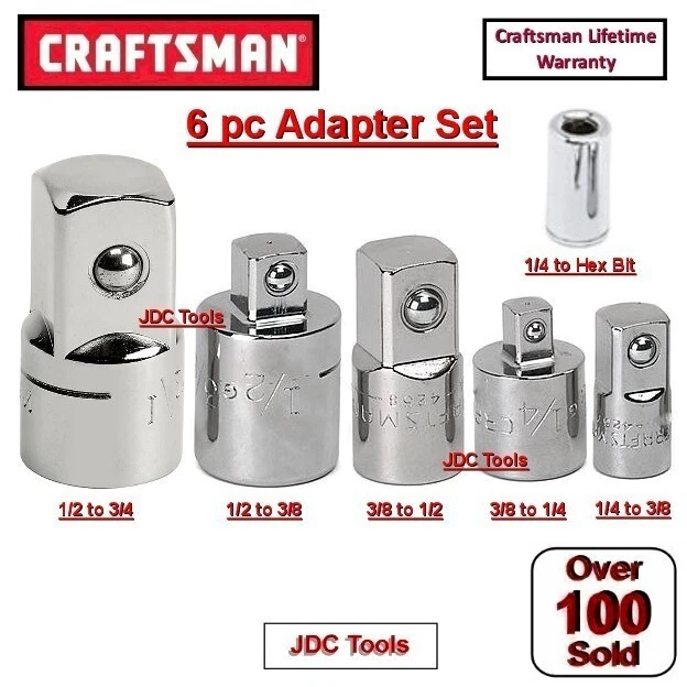 CRAFTSMAN 8PC 1/4 3/8 1/2 ratchet wrench socket extension adapter set