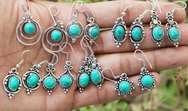 Turquoise Gemstone 925 Sterling Silver Plated 20Pair Earrings Lot 5FE-99