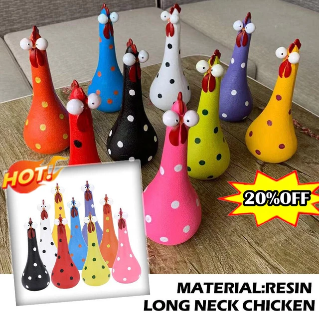 Silly Chicken Statues Long Neck Chicken Statues Decor Ornament Outdoor Party1X 2