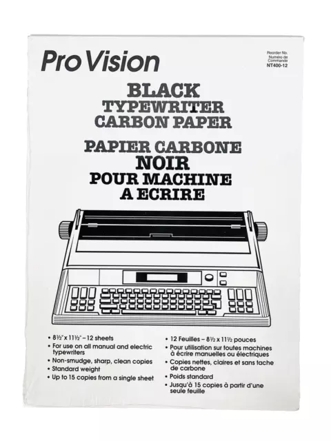 Pro Vision Black Typewriter *Manual & Electric* Carbon Paper  8 1/2" X 11 1/2"