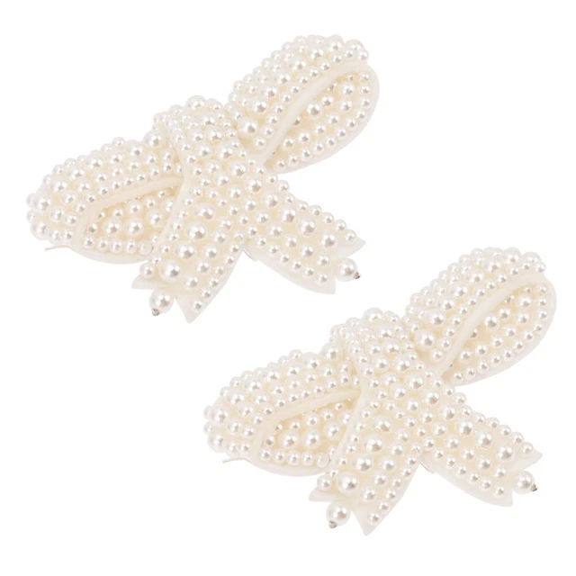 1 par de botones decorativos para zapatos con moño de perlas