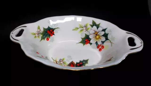 Royal Albert YULETIDE Sweet Meat Dish Poinsettia Nut Candy Bone China England