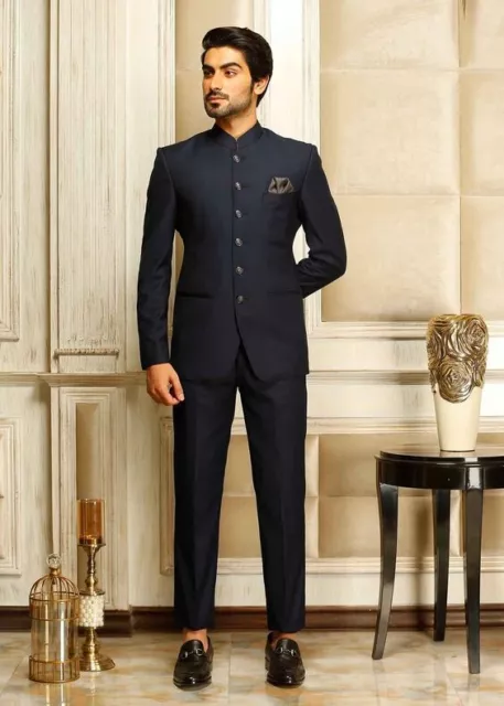 MENS CLASSIC BLACK Jodhpuri Suit Grooms Wedding Jacket Evening Blazer Coat Pants 159.00 PicClick UK