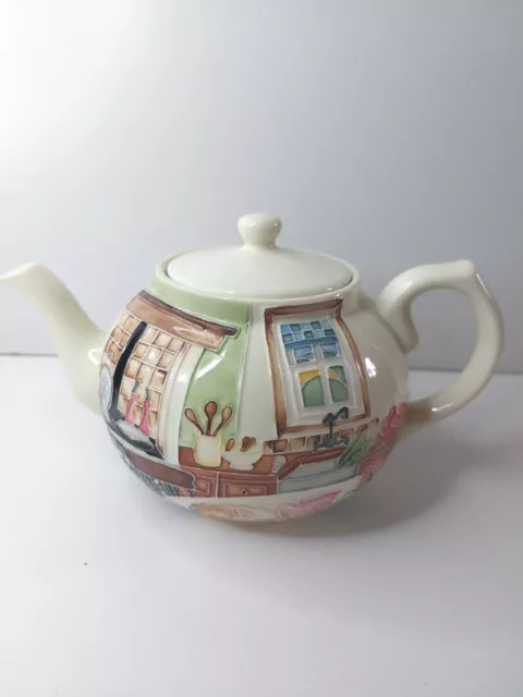 Old Tupton Ware Tube Line Teapot Country Kitchen Scene VGC