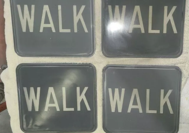 One  Pedestrian  Walk   Signal Glass 9"  Rounded Corners Raised Letters