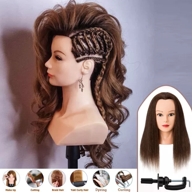 100% Real Human Hair Mannequin Head Training For Hairdressing Styling Practice