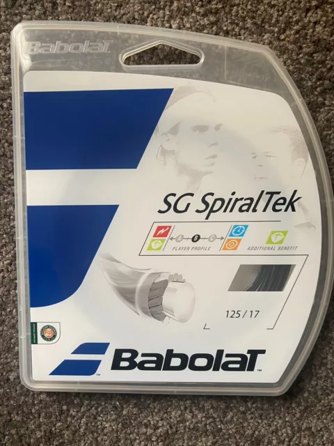 New BabolaT SG SPIRALTEK 125/17 Synthetic gut Tennis String 12M SET (BLACK)