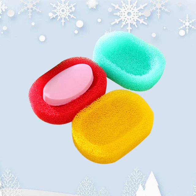 3 pezzi spugne sapone risparmiatore supporto scatola sapone colorata caso ciotola sapone scomparto per piedi