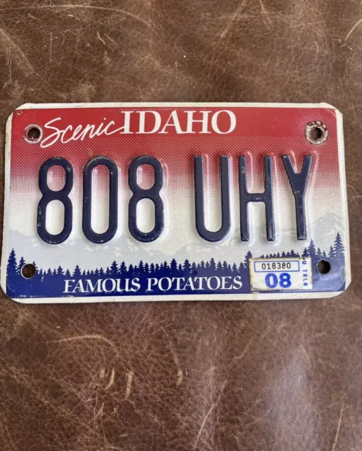 2008 Idaho Trailer LICENSE PLATE. Famous Potatoes 🥔 Tag # 808 UHY