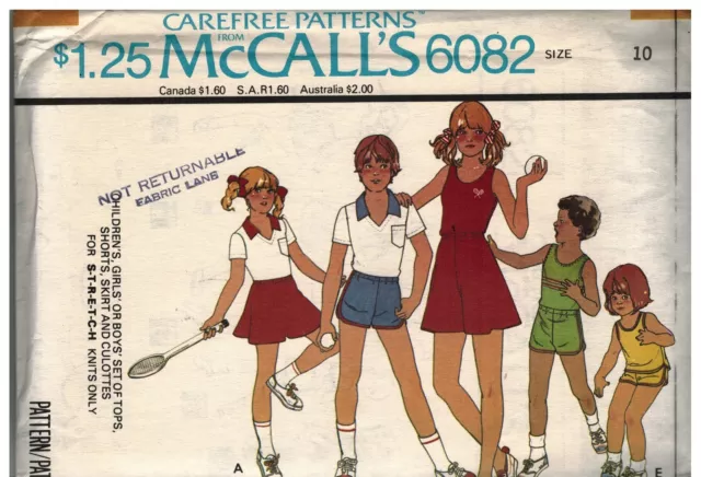6082 Uncut Mccalls Cartamodello Ragazze Set Di Top Pantaloncini Gonna Pantalone
