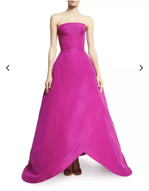 ZAC POSEN  PINK  MAGENTA TULIP HEM STRAPLESS WRAP BALL GOWN Size 0 $6,132