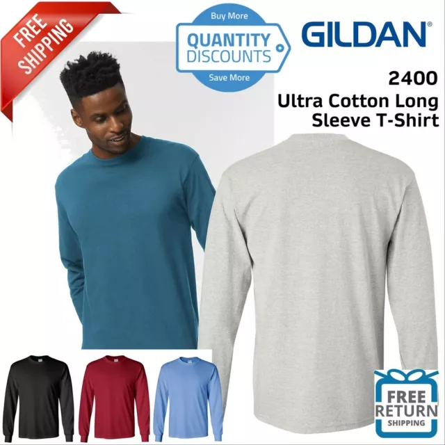Gildan Mens Blank Ultra Cotton And Blend Long Sleeve T Shirt 2400 Up To 5XL