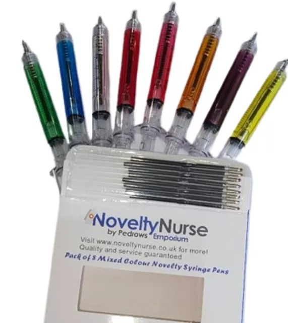 8 NOVELTY SYRINGE PENS (BLOOD OR MIXED)- Great Value Halloween Nurses Party Bags