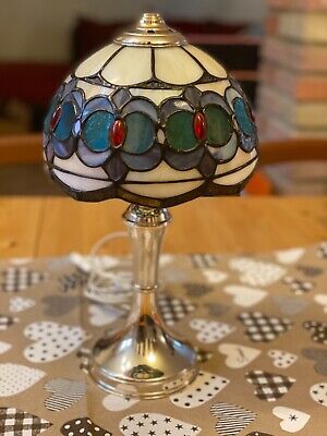 Coppia set Lampade Da Comodino Stile Tiffany vetro colorato