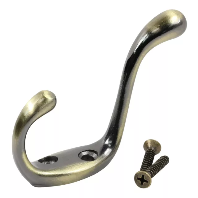 25x ROK HEAVY DUTY ANTIQUE BRASS HOME WALL CLOSET TOWEL COAT DOUBLE HOOK HANGER