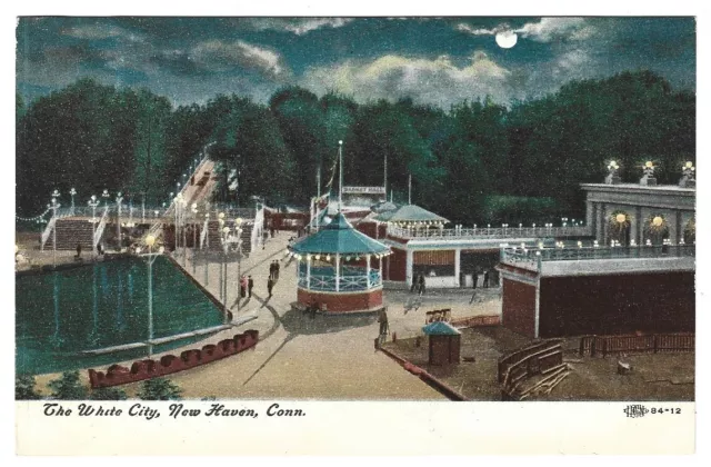 NEW HAVEN CT Postcard THE WHITE CITY Amusement Park CONNECTICUT Swimming Ride