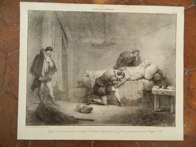 Litho Of Villain Scene Roman Gil Blas de Santillane Chez Gastel No 18 T.IV 1819