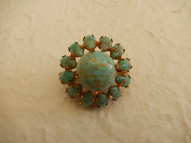 Ancienne Broche Dorée En Forme De Branche D'Olivier - Vintage Légèrement Défraîchie